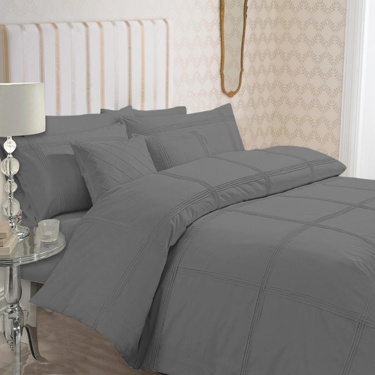 8 Pcs Dyed Pleated Grey Bed Sheet Set With Quilt Pillow And Cushions Covers Hutchpk Online 6656