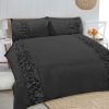 8 Pcs Dyed Smokey Black Bed Sheet Set with Quilt, Pillow and Cushions Covers