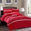 6 Pcs Splendid Red With White Bed Sheet Set With Quilt, Pillow And Cushions Covers 01