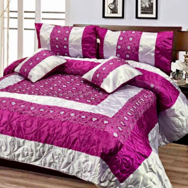 Cosimo 5 Pcs Silk Embroidered Purple Bedspread Set 01