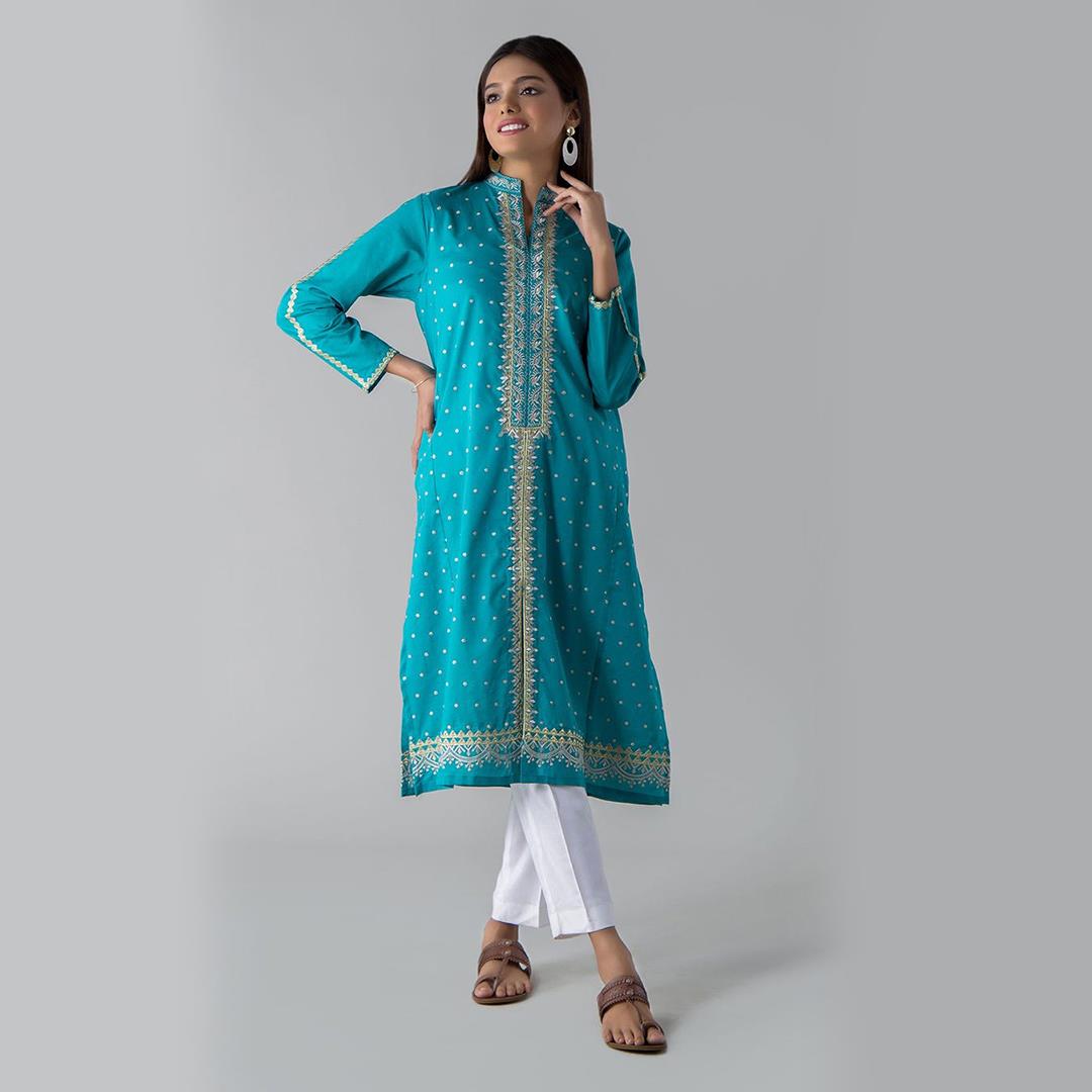 Buy Light Blue Khadi Kurti With Cigarette Pant Online - LKV0023 | Andaaz  Fashion
