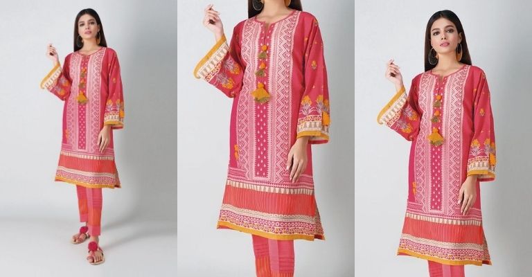 Pink Light Khaddar Embroidered Kameez Pants
