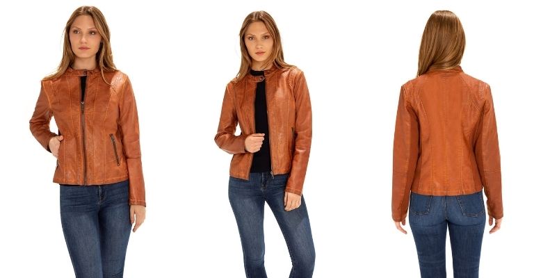 Scuba Style Faux Leather Jacket