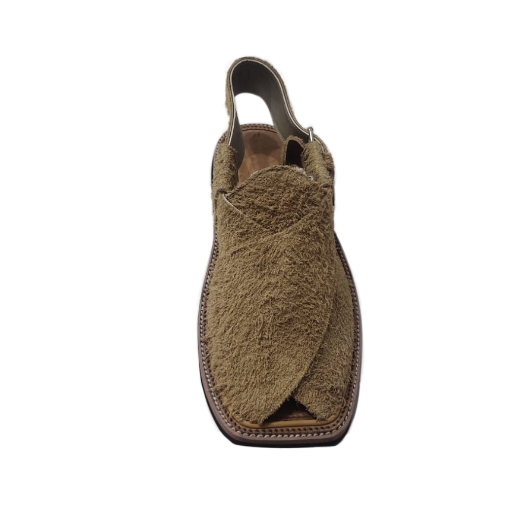 Spadera Hand-Crafted Peshawari Chappal - Hairy Camel Brown