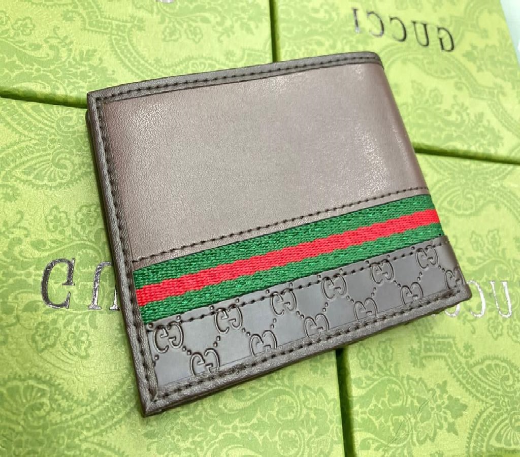 Designer Gucci Leather Bifold Men Wallet Striped Brown - Hutch.pk ...