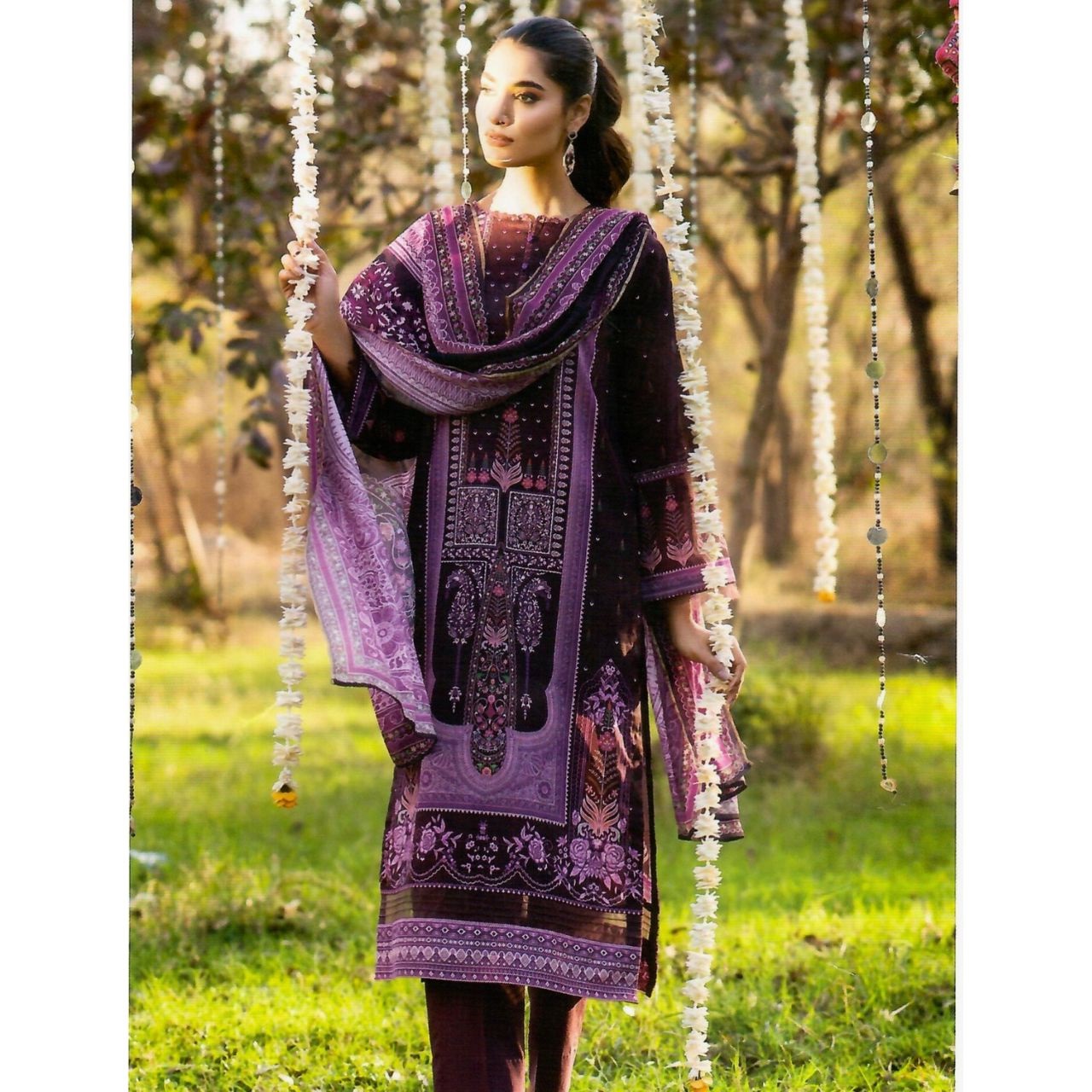 Sunrise 3 Pcs Unstitched Lawn Suit floral Purple - Hutch.pk Online ...